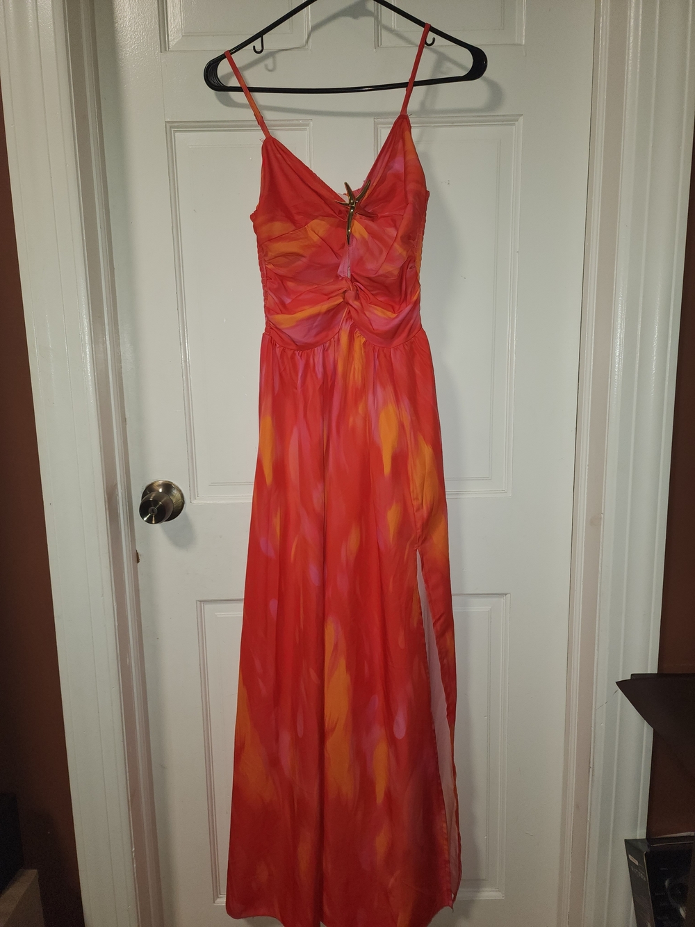 Women's Tropical Print Hollow Out High Slit With Golden Starfish Decoration Back - Picture 1 of 8